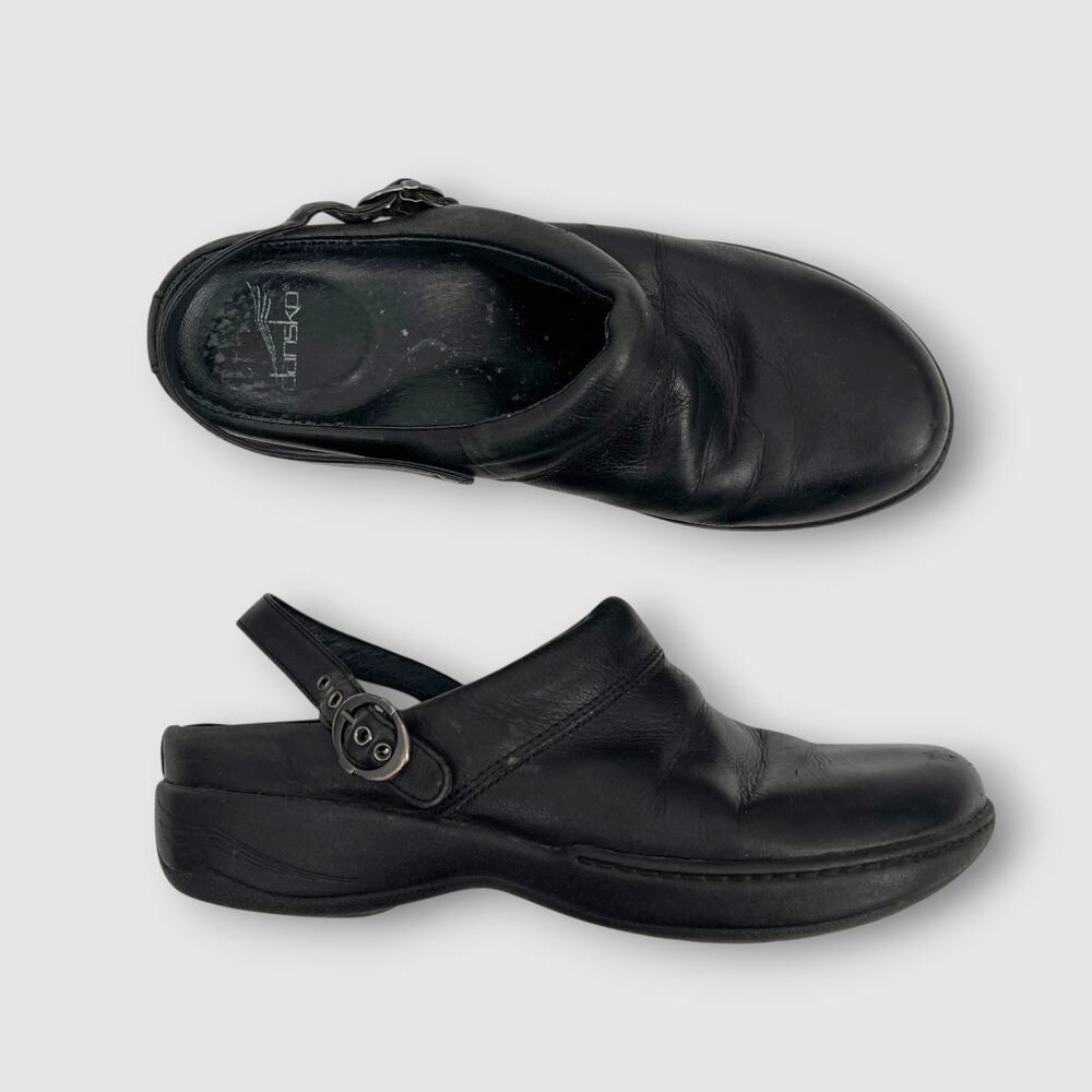 Dansko Black Leather Slingback Clog Mule Comfort Shoes Size 40 US 9.5-10